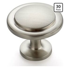 30 Pack Brushed Nickel Cabinet Pulls 1-1/4 inch Kitchen Drawer Pulls Silver